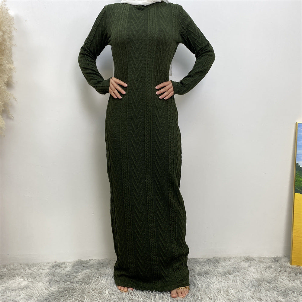 Modest Long-sleeved Sweater Base Dress