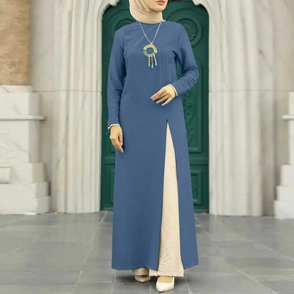 Elegant Solid Color Women's Modest Dress