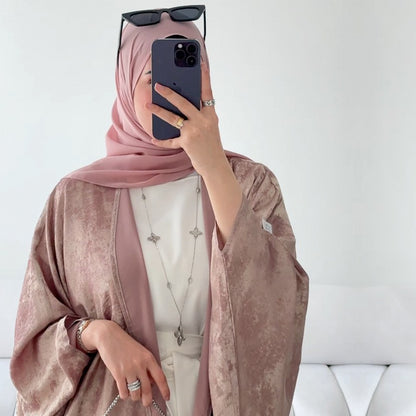 Women's Patchwork Elegant Open Abaya Robe