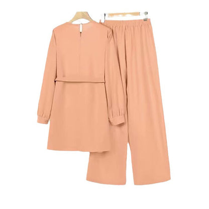 Women's Waistband Blouse And Trousers Two-piece Suits