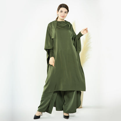 Modest Solid Color Abaya Two-piece Sets