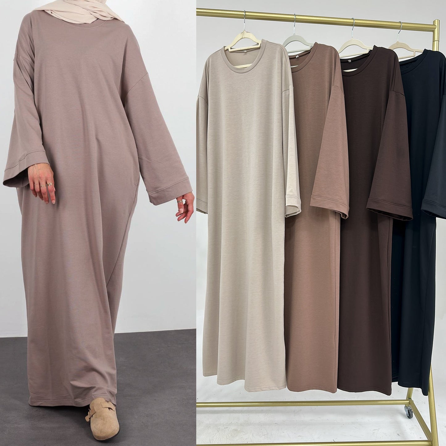 Women's Plain Sweatshirt Abaya Dress