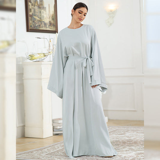 Trendy Simple Grey Solid Color Abaya