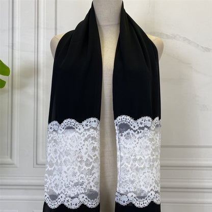 White Lace Chiffon Scarf