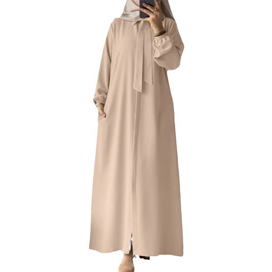 Women's Lapels Plain Loose Modest Robe