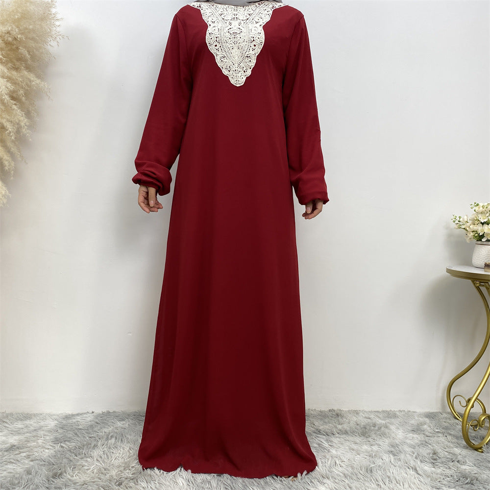 Arabian Embroidery Long Sleeve Abaya Dress