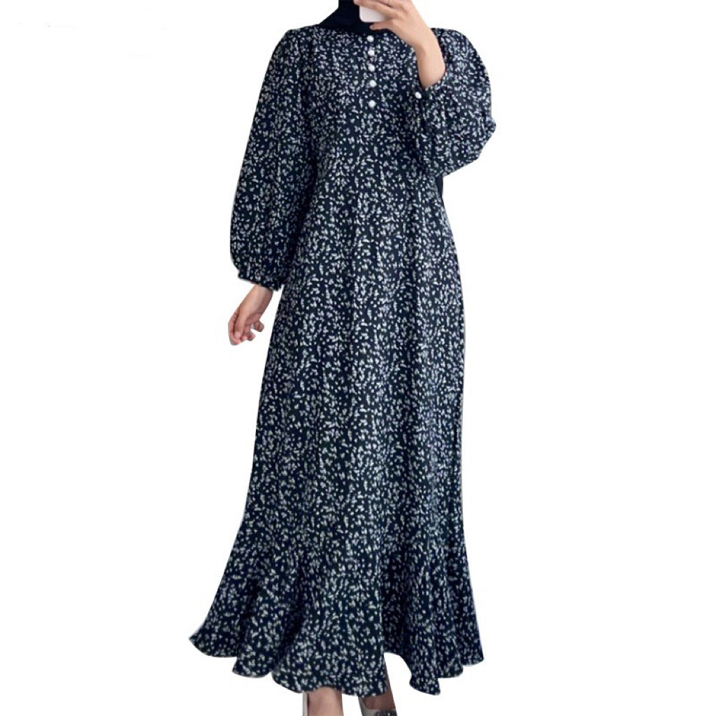 Exclusive Floral Printed Women's Casual Long-sleeved Dress