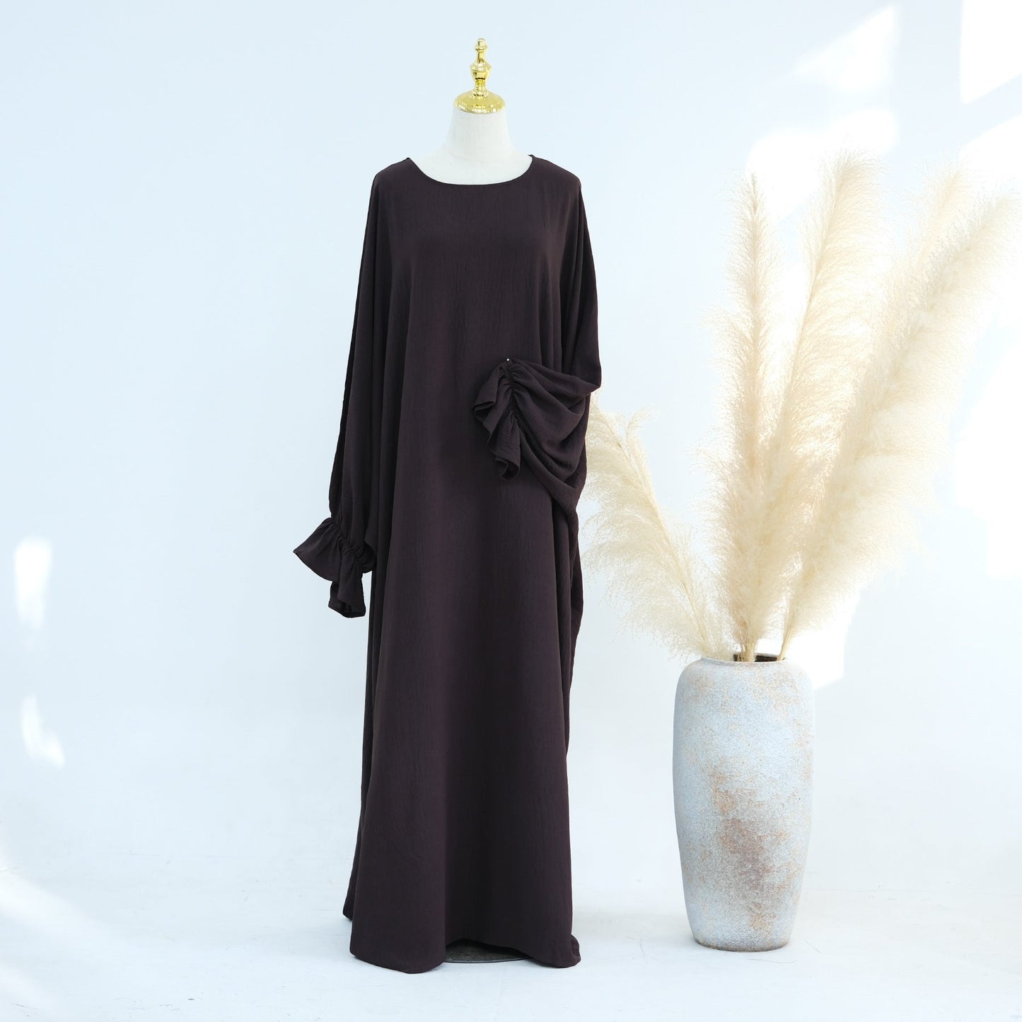 Women's Round Neck Plain Modest Dress