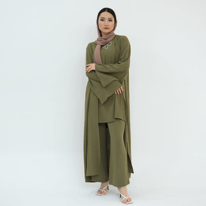 Women's Modest Three-piece Top And Pants Suit