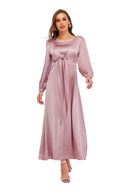 Women's Tie Up Elegant Satin Dress