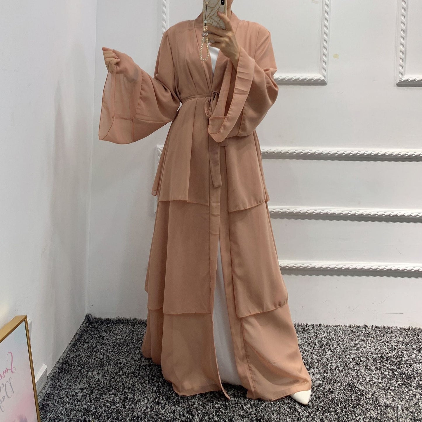 Women's Plain Robe Open Abaya Dress