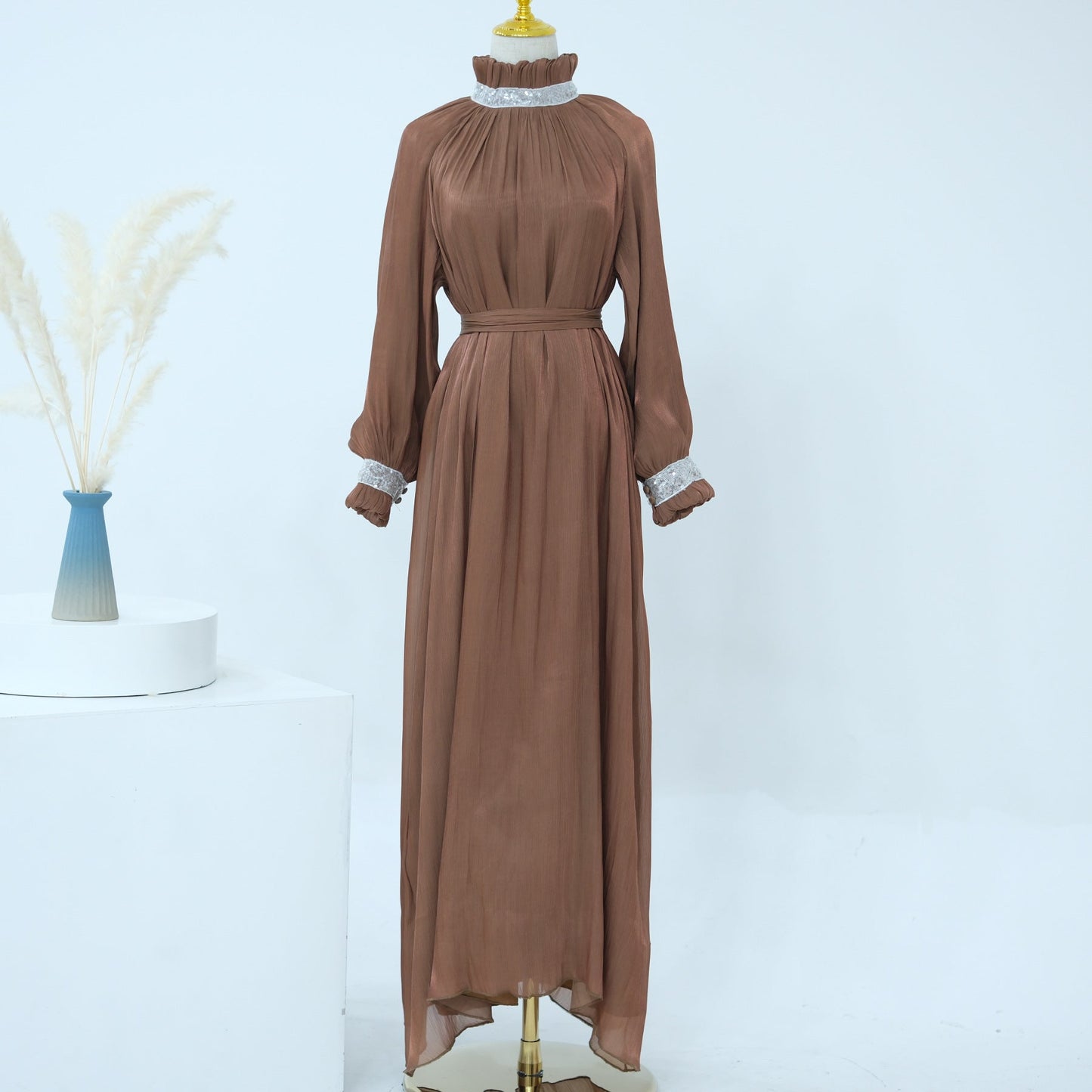 Women's Lace Up Modest Abaya Dress