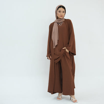 Women's Modest Three-piece Top And Pants Suit