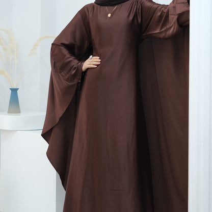 Women's Stretch Satin Modest Abaya Dress