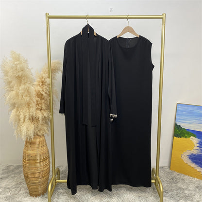 Women's Sleeveless Dress + Elegant Robe Two Piece Sets