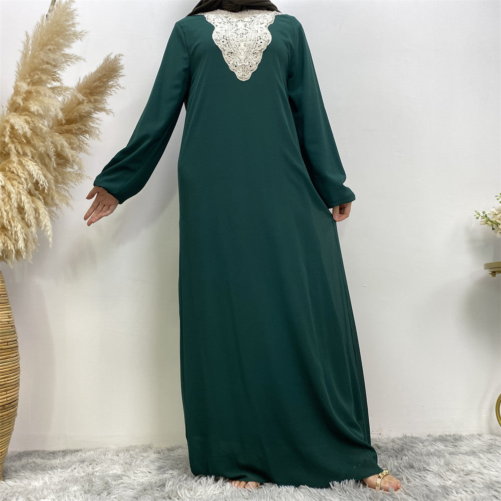 Arabian Embroidery Long Sleeve Abaya Dress