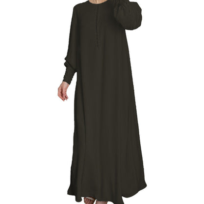 Women‘s Plain Elegant Double-layer Abaya Dress