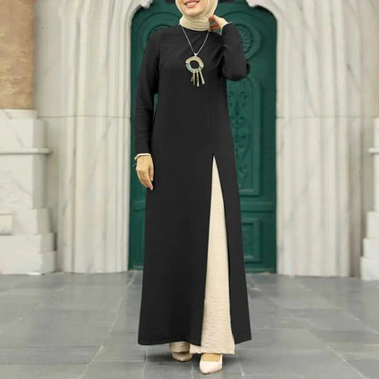 Elegant Solid Color Women's Modest Dress