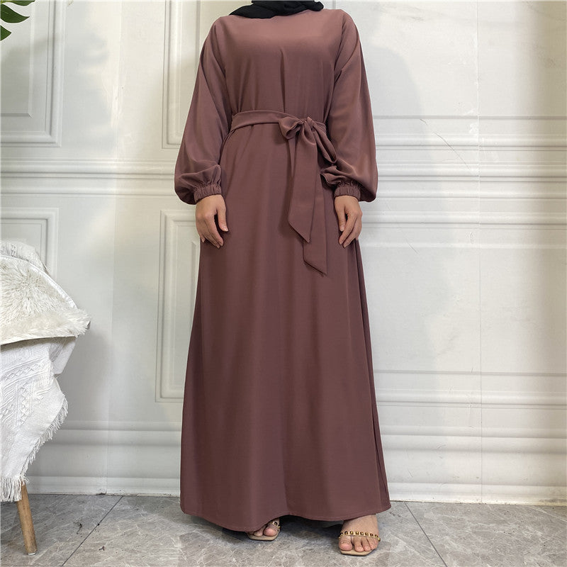 Modest Plain Pocket Casual Dress