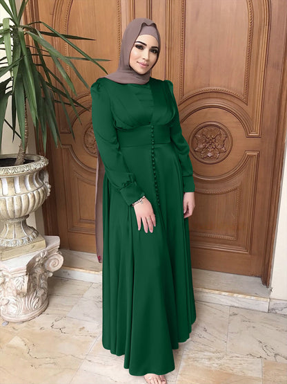 Beaded Elegant Satin Abaya Dress