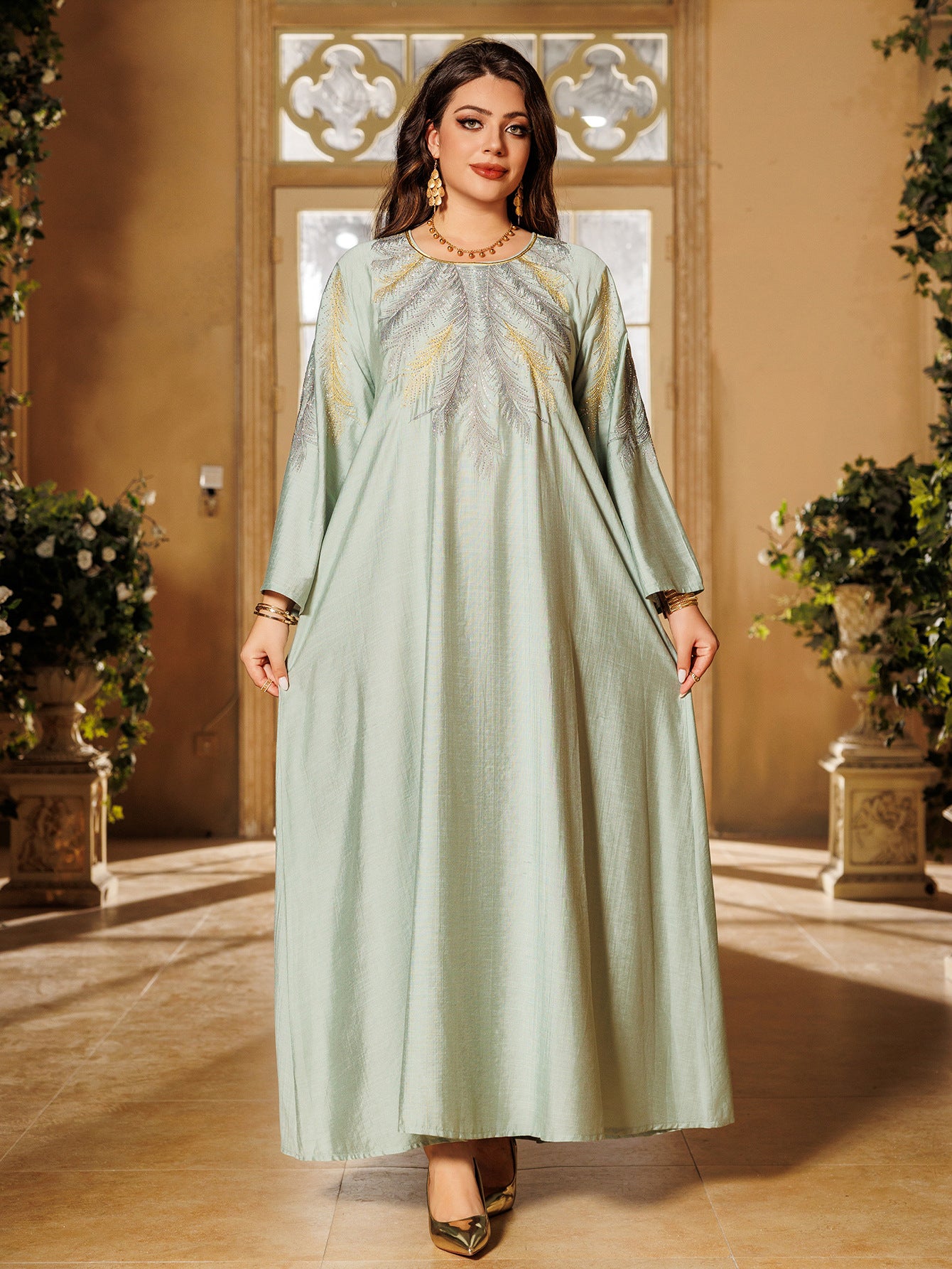 Modest Long Sleeve Islamic Dress - Green