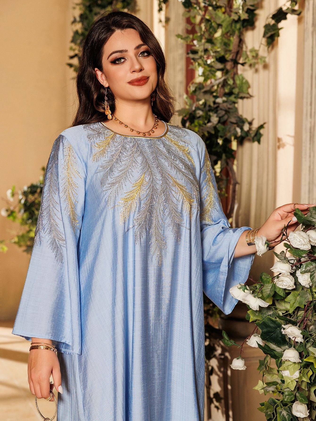 Modest Long Sleeve Islamic Dress - Blue