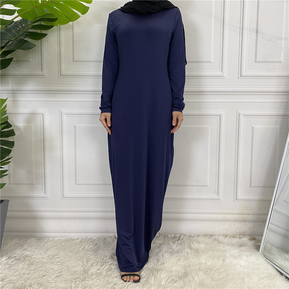 Women's Solid Color Long-sleeved Abaya Dress