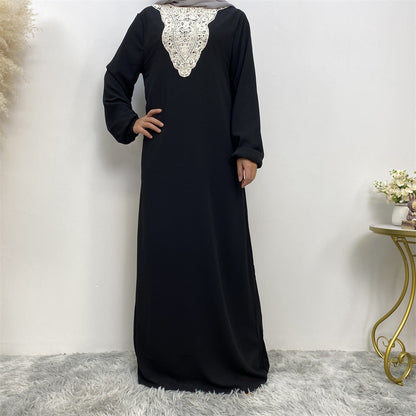 Arabian Embroidery Long Sleeve Abaya Dress