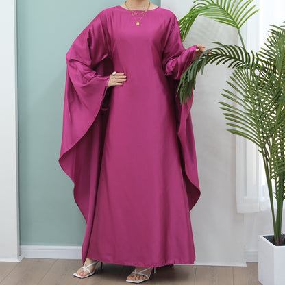 Women's Stretch Satin Modest Abaya Dress