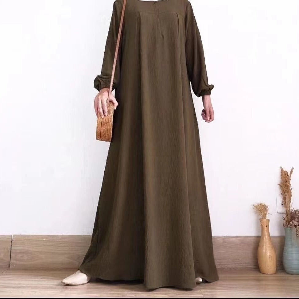 Women's Modest Zippered Crewneck Dress