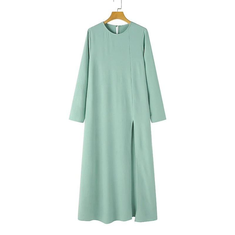 Elegant Solid Color Women's Modest Dress