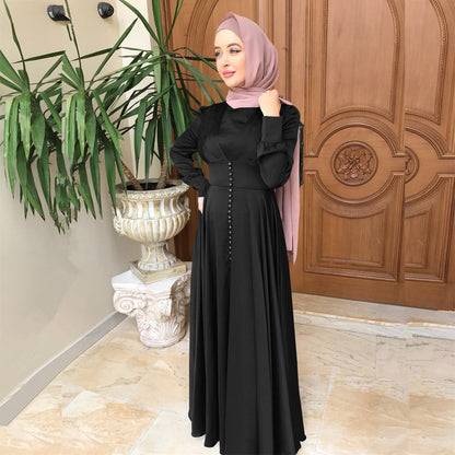 Beaded Elegant Satin Abaya Dress