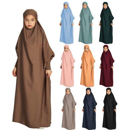 Kids Hooded Bat Sleeve Dress Jilbab