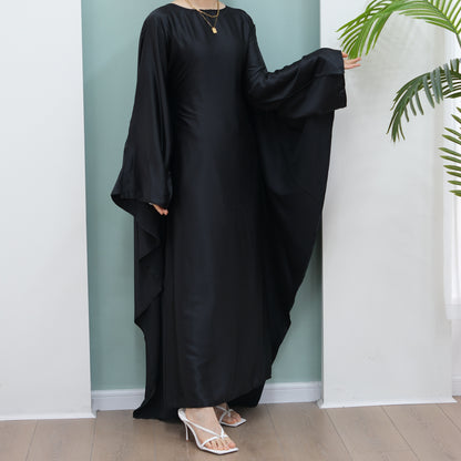 Women's Stretch Satin Modest Abaya Dress