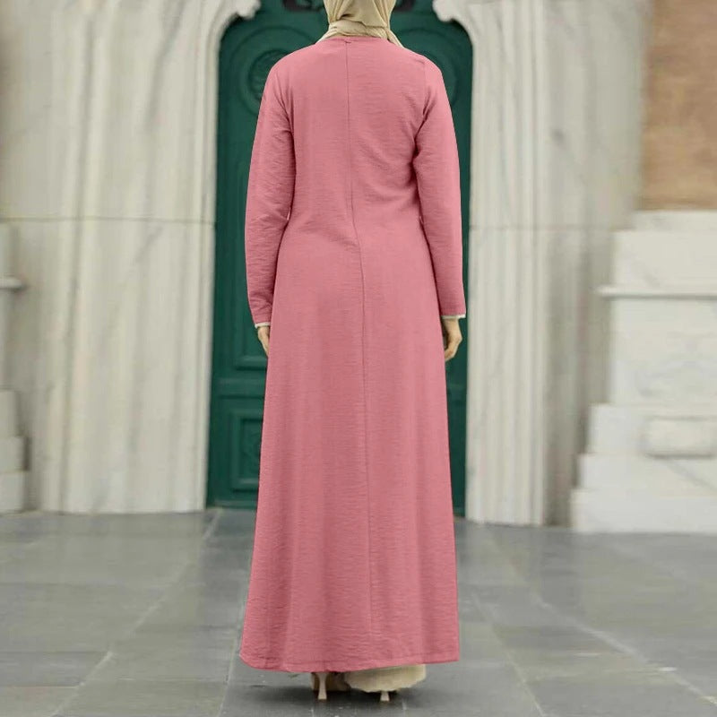 Elegant Solid Color Women's Modest Dress