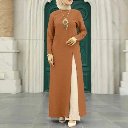 Elegant Solid Color Women's Modest Dress