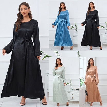 Plain Elegant Lantern Sleeve Abaya Dress