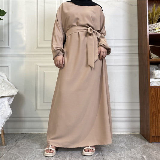 Modest Plain Pocket Casual Dress