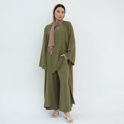 Women's Modest Three-piece Top And Pants Suit