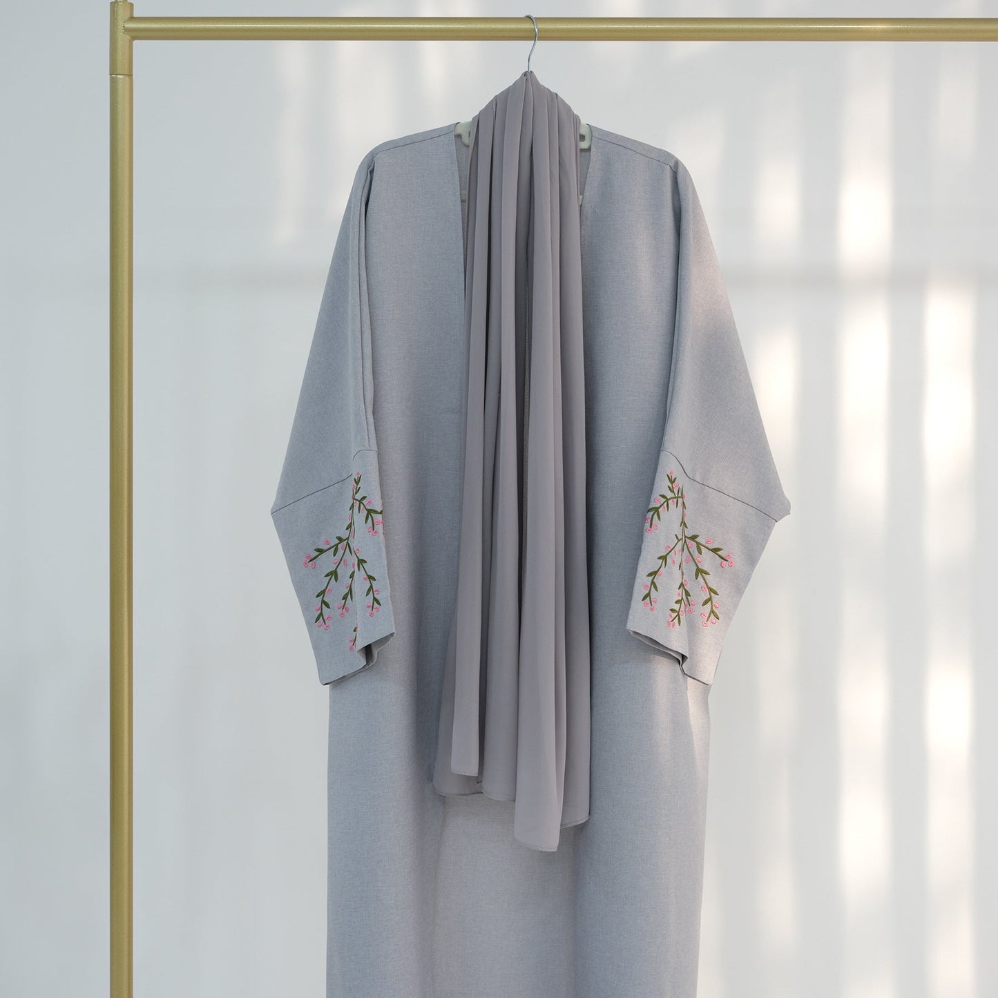 Modest Floral Embroidery Elegant Robe