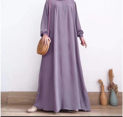 Women's Modest Zippered Crewneck Dress