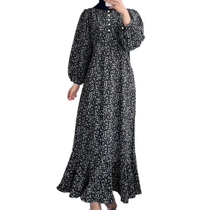 Exclusive Floral Printed Women's Casual Long-sleeved Dress