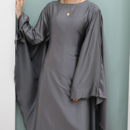 Women's Stretch Satin Modest Abaya Dress