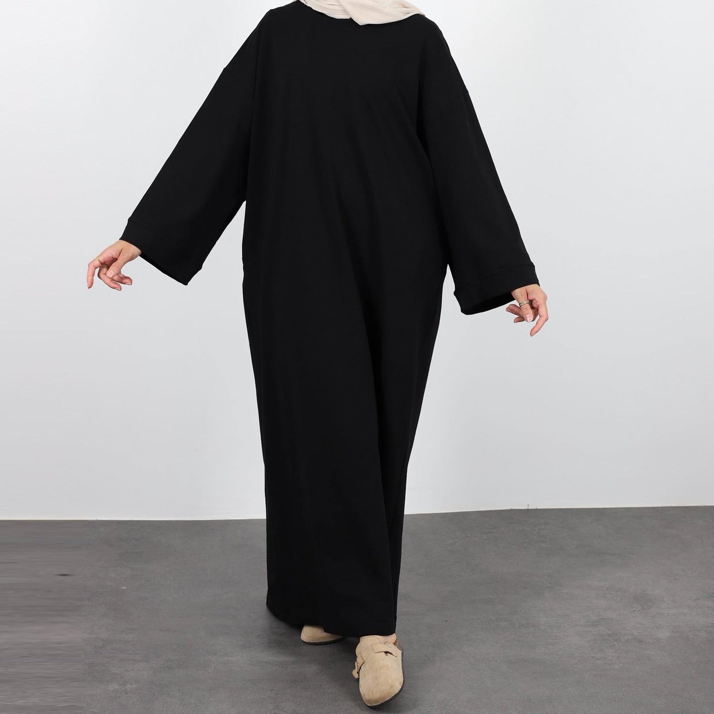 Women's Plain Sweatshirt Abaya Dress