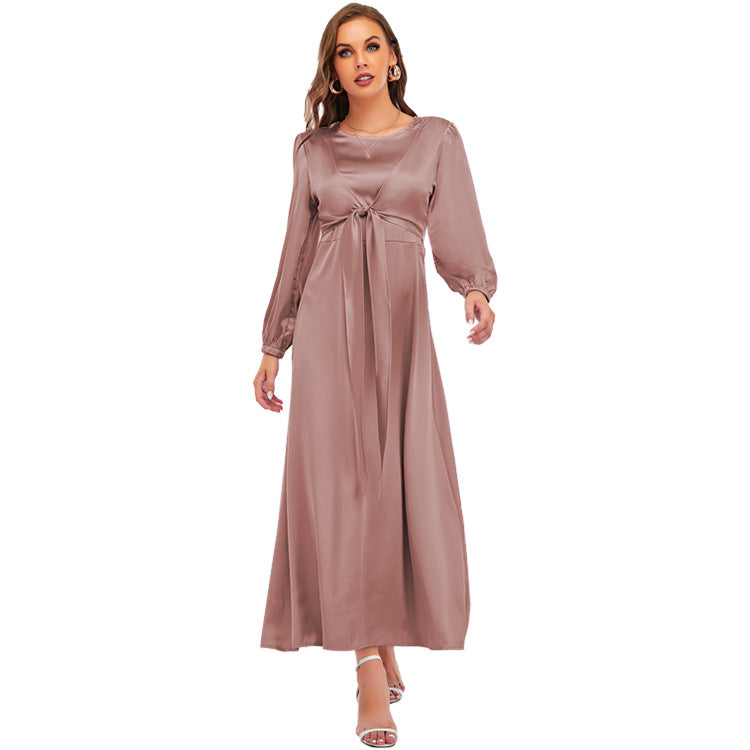 Women's Tie Up Elegant Satin Dress