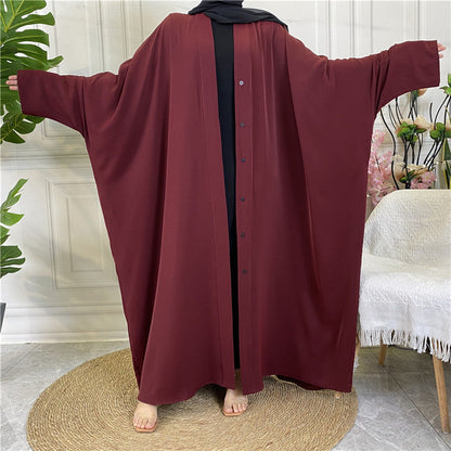 Women's Plain Button Robe Dress