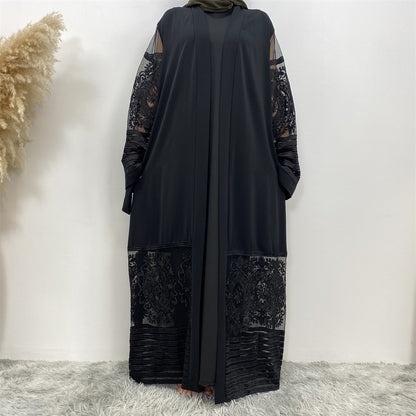 Women's Embroidered Mesh Robe Dress