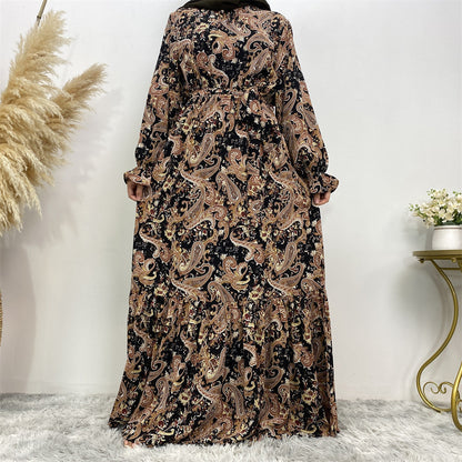 Stylish Printed Casual Maxi Abaya Dress