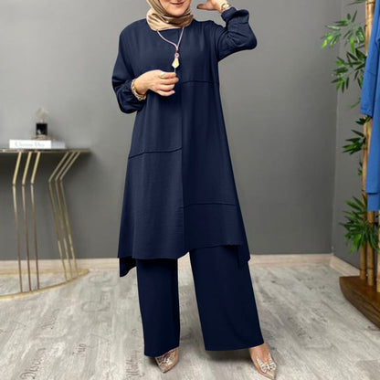 Stylish Women's Loose Shirt and Wide Leg Trouser Set