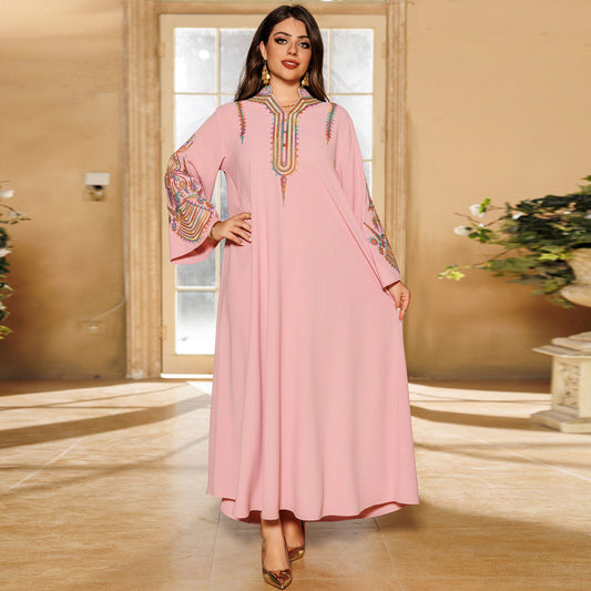 Women's Embroidered Rope Pullover Dress - Pink